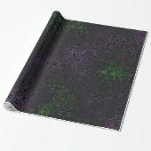 Lila und grünes Damask Goth Wrapping Paper Geschenkpapier (Ungerollt)