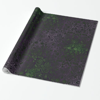 Lila und grünes Damask Goth Wrapping Paper Geschenkpapier