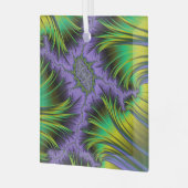 Lila und grünes Fraktal Landschaft Kunst, Dichtung Ornament Aus Glas (Vorderseite links)