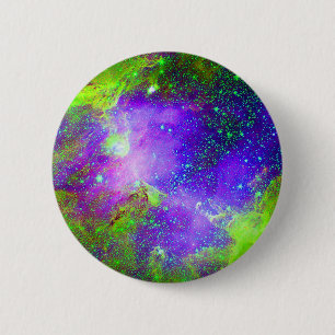 lila und grünes Galaxy Nebula Weltraumbild. Button