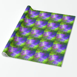 lila und grünes Galaxy Nebula Weltraumbild. Geschenkpapier