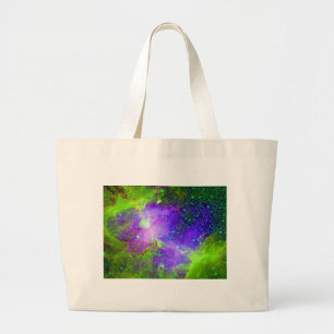 lila und grünes Galaxy Nebula Weltraumbild. Jumbo Stoffbeutel