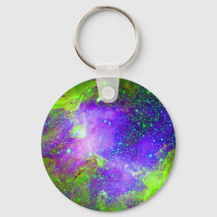 lila und grünes Galaxy Nebula Weltraumbild. Schlüsselanhänger