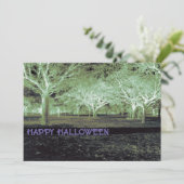 Lila und grünes Halloween-Party Beängstigendes Hol Einladung (Stehend Vorderseite)