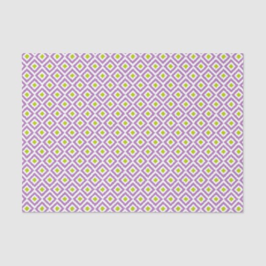 Lila und grünes Ikat Diamonds-Muster Seidenpapier (Vorderseite)
