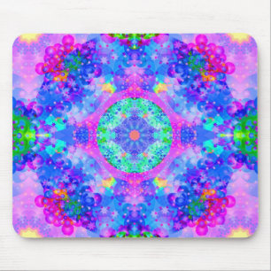 Lila und grünes Kaleidoskop-Fraktal Mousepad