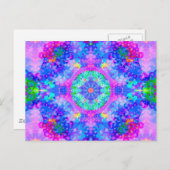 Lila und grünes Kaleidoskop-Fraktal Postkarte (Vorne/Hinten)