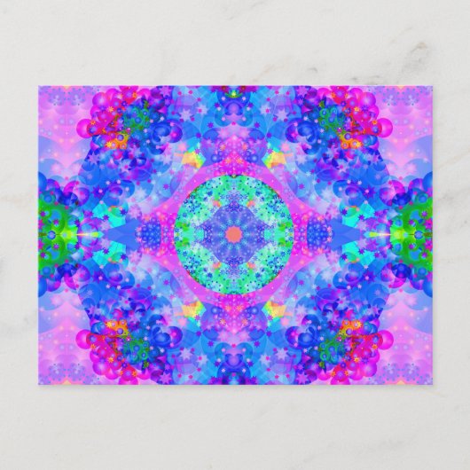 Lila und grünes Kaleidoskop-Fraktal Postkarte (Vorderseite)