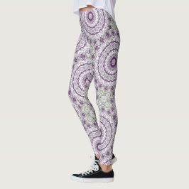 Lila und grünes Mandala-Muster Leggings