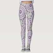 Lila und grünes Mandala-Muster Leggings (Vorderseite)