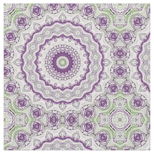 Lila und grünes Mandala-Muster Stoff (Nahaufnahme)