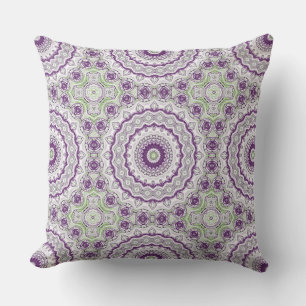 Lila und grünes Mandala-Musterdesign Kissen