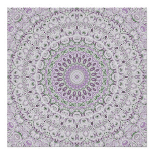 Lila und grünes Mandala-Musterdesign Poster