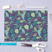 Lila und grünes Muster botanischer Blattmuster Seidenpapier (Handwerk)