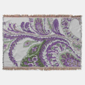 Lila und grünes Paisley Floral Pattern Decke (Vorderseite)