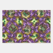 Lila und grünes Weihnachtsgeschenk Fraktal Textur Geschenkpapier Set (Vorderseite)