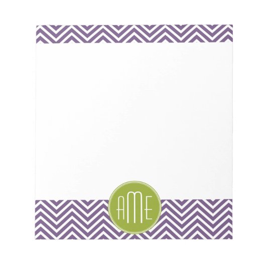 Lila und grünes Zickzack Muster Notizblock (Vorderseite)