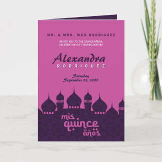 Lila und heiß rosa arabische Nächte Quinceñera Einladung