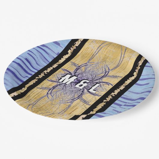 Lila und Holz Abstrakt von Alexandra Cook Pappteller (Schrägansicht)