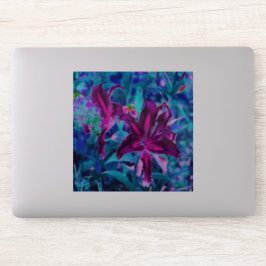 Lila und Hot Pink Abstrakte Orientalische Lilien B Aufkleber