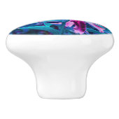 Lila und Hot Pink Abstrakte Orientalische Lilien B Keramikknauf (Seitenansicht)