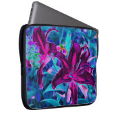 Lila und Hot Pink Abstrakte Orientalische Lilien B Laptopschutzhülle (Vorne Rechts)