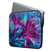 Lila und Hot Pink Abstrakte Orientalische Lilien B Laptopschutzhülle (Vorderseite Links)