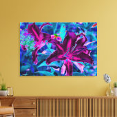 Lila und Hot Pink Abstrakte Orientalische Lilien B Leinwanddruck (Insitu (Wohnzimmer))