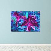 Lila und Hot Pink Abstrakte Orientalische Lilien B Leinwanddruck (Insitu (Holzboden))