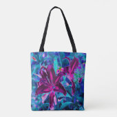 Lila und Hot Pink Abstrakte Orientalische Lilien B Tasche (Rückseite)