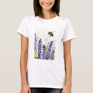 Lila und Hummel Lila Blumen T-Shirt