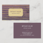 Lila und Imitat-Goldfolien-Streifen Visitenkarte (Vorne/Hinten)