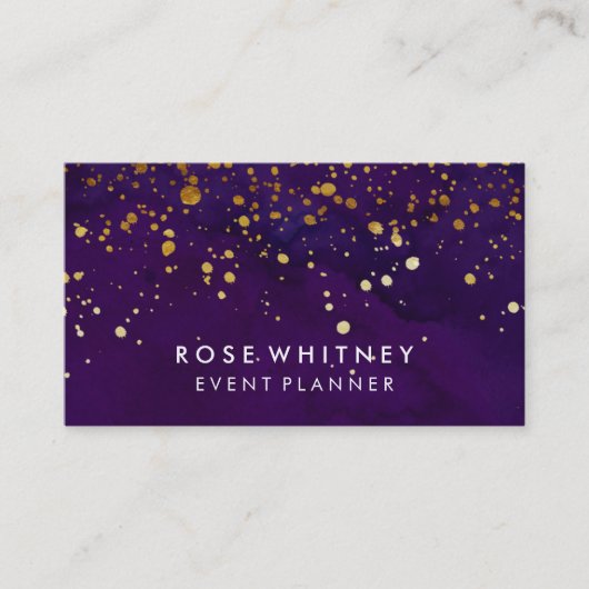 Lila und Imitat-GoldGlitzer-Geschäfts-Karte Visitenkarte (Vorderseite)