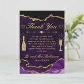 Lila und Imitate Gold Glitzer Agate Wedding Dankeskarte (Stehend Vorderseite)