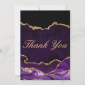 Lila und Imitate Gold Glitzer Agate Wedding Dankeskarte (Rückseite)