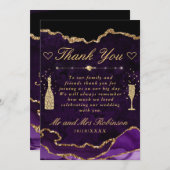 Lila und Imitate Gold Glitzer Agate Wedding Dankeskarte (Vorne/Hinten)