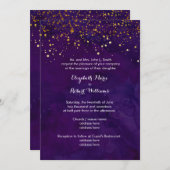 Lila und Imitate Gold Glitzer Einladung (Vorne/Hinten)
