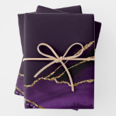 Lila und Imitate Gold Glitzer Marmormatte Geschenkpapier Set (Beispiel)