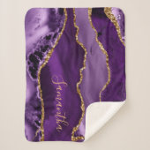 Lila und Imitate Gold Glitzer Marmormatte Sherpadecke (Vorderseite)