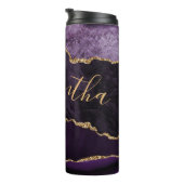 Lila und Imitate Gold Glitzer Marmormatte Thermosbecher (Nach rechts gedreht)