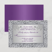 Lila und IMITATE Silver Foil Floral RSVP Card II (Vorne/Hinten)