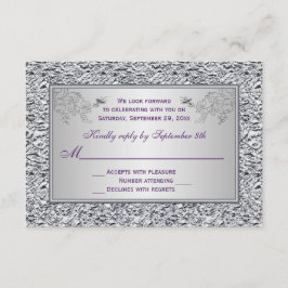 Lila und IMITATE Silver Foil Floral RSVP Card II Karte