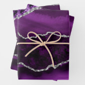 Lila und Imitate Silver Glitzer Marmor Agate Geschenkpapier Set (Beispiel)