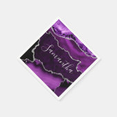 Lila und Imitate Silver Glitzer Marmor Agate Serviette (Ecke)