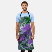 Lila und kalk-grüner abstrakter Swirbel Schürze (Getragen)