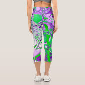 Lila und kalkgrüne Marmorlasche Kunst Capri Leggings (Rückseite)