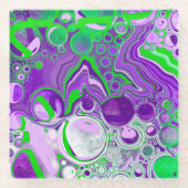 Lila und kalkgrüne Marmorlasche Kunst Glasuntersetzer (Vorderseite)