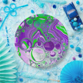 Lila und kalkgrüne Marmorlasche Kunst Pappteller (Party)