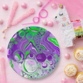 Lila und kalkgrüne Marmorlasche Kunst Pappteller (Party)