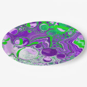 Lila und kalkgrüne Marmorlasche Kunst Pappteller (Schrägansicht)